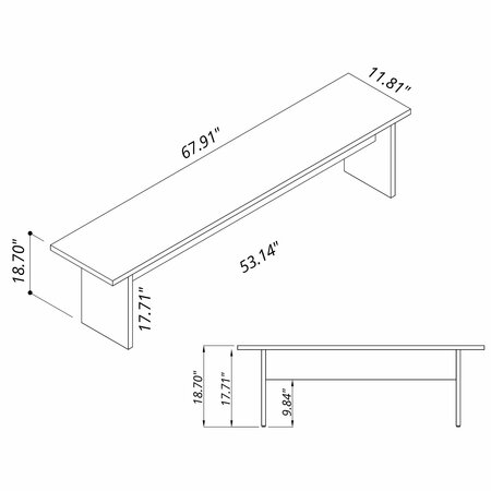 Manhattan Comfort Nomad 67.91 Modern Dining Bench in White 123GMC1